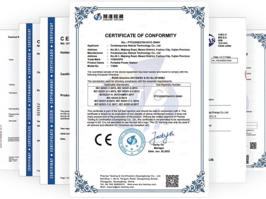 International certifications display
